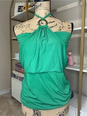 Y2K Green Halter Top w/Ring Detail
